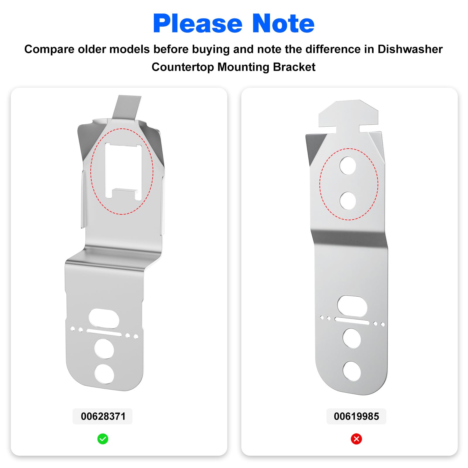 Dishwasher Mounting Bracket 00628371 for Bosch Dishwasher Side Mount Bracket SHP65TL5UC, SHPM78W56N, SHX45P05UC, 628371, 00619985-2 Pack