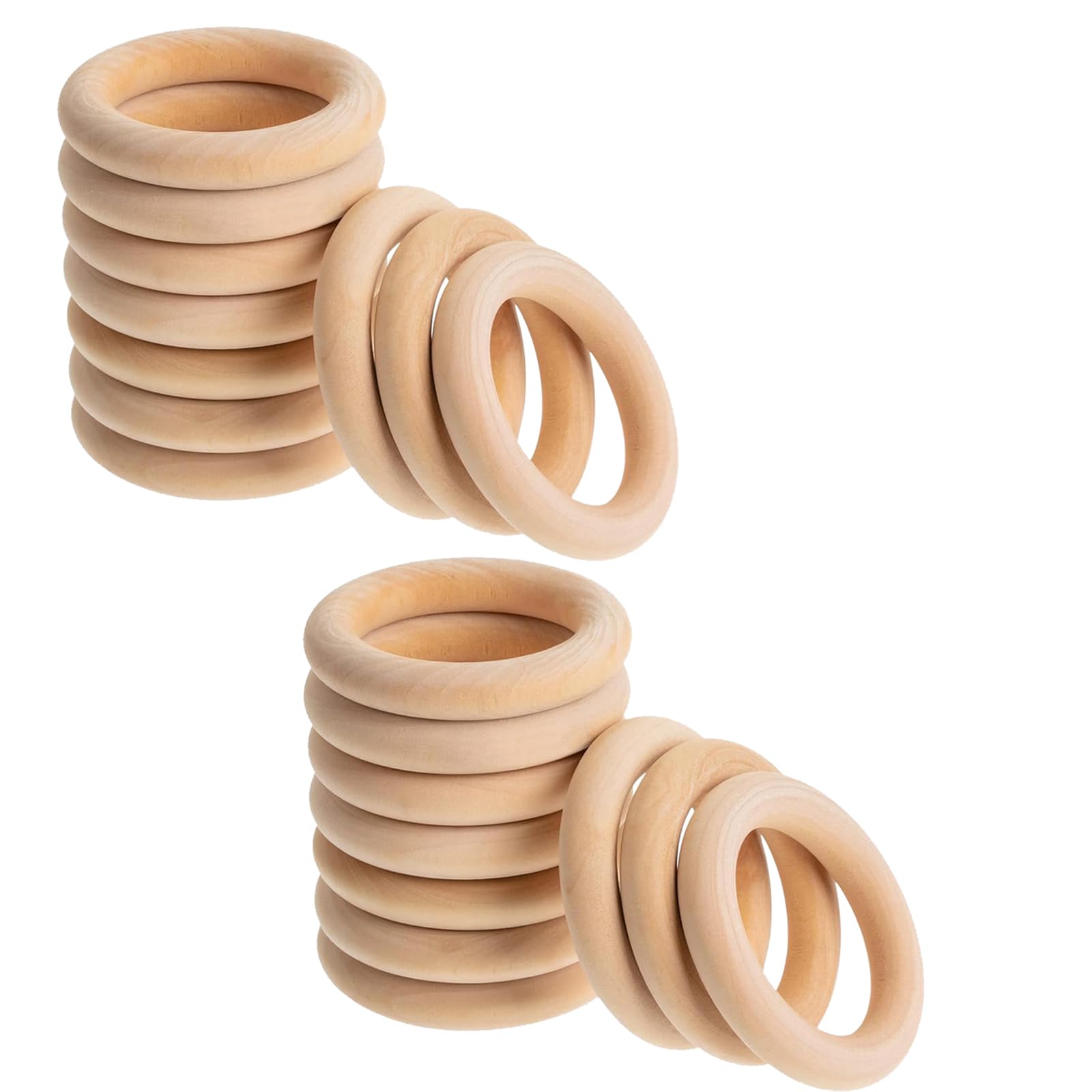 20 Pieces Wooden Hoops and Macrame Rings Craft Kit - Wooden Pendant Connectors for DIY Jewellery and Home Decor