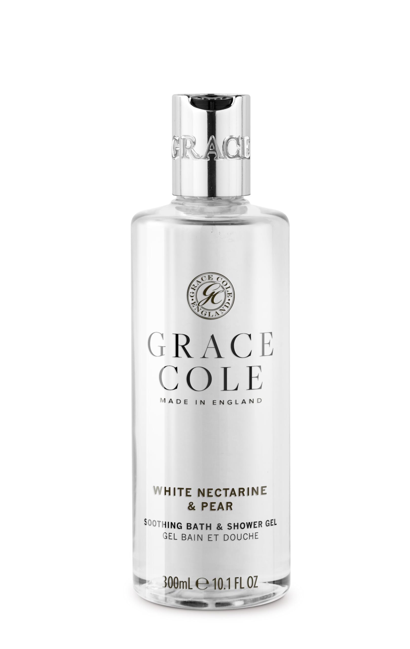 Grace Cole Bath & Shower Gel White Nectarine & Pear Fragrance 300ml - Essential Oils - Vegan Friendly and Cruelty Free, Contains No SLS or Parabens - Made In England — image 1