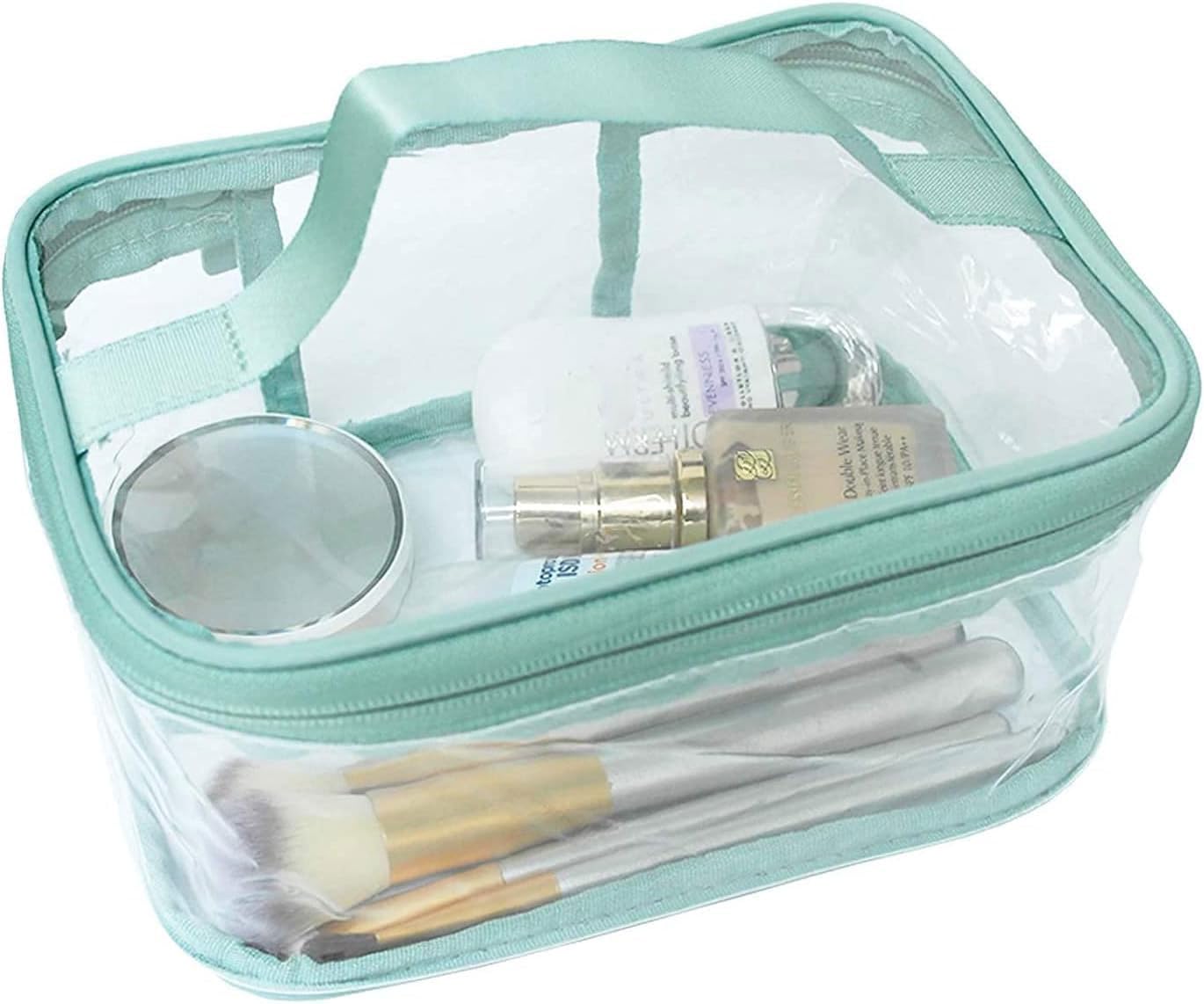FIYUK Toiletry Bag Makeup Cosmetic Clear Bag Portable Waterproof Transparent Travel Large Storage Green