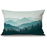 Solekla Throw Pillow Cover Beautiful Green Mountain Landscape Decorative Pillow Case Home Decor 20x12 Inches Pillowcase