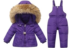 Toddler Baby Girls Boys Ski Jacket and Pants Set Winter Snowsuit Quilted Ski Overalls Sets Insulated Water-Resistant Snowwear