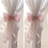 2 Pack French Silky Bow Curtain Tiebacks, Elegant Lace Ribbon for Curtains Decorative Rope Accessories Home D&eacute;cor (Pink,2)