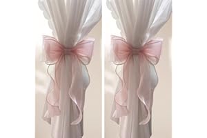 RANDOMPARTY 2 Pack French Silky Bow Curtain Tiebacks, Elegant Lace Ribbon for Curtains Decorative Rope Accessories Home Décor (Pink,2)