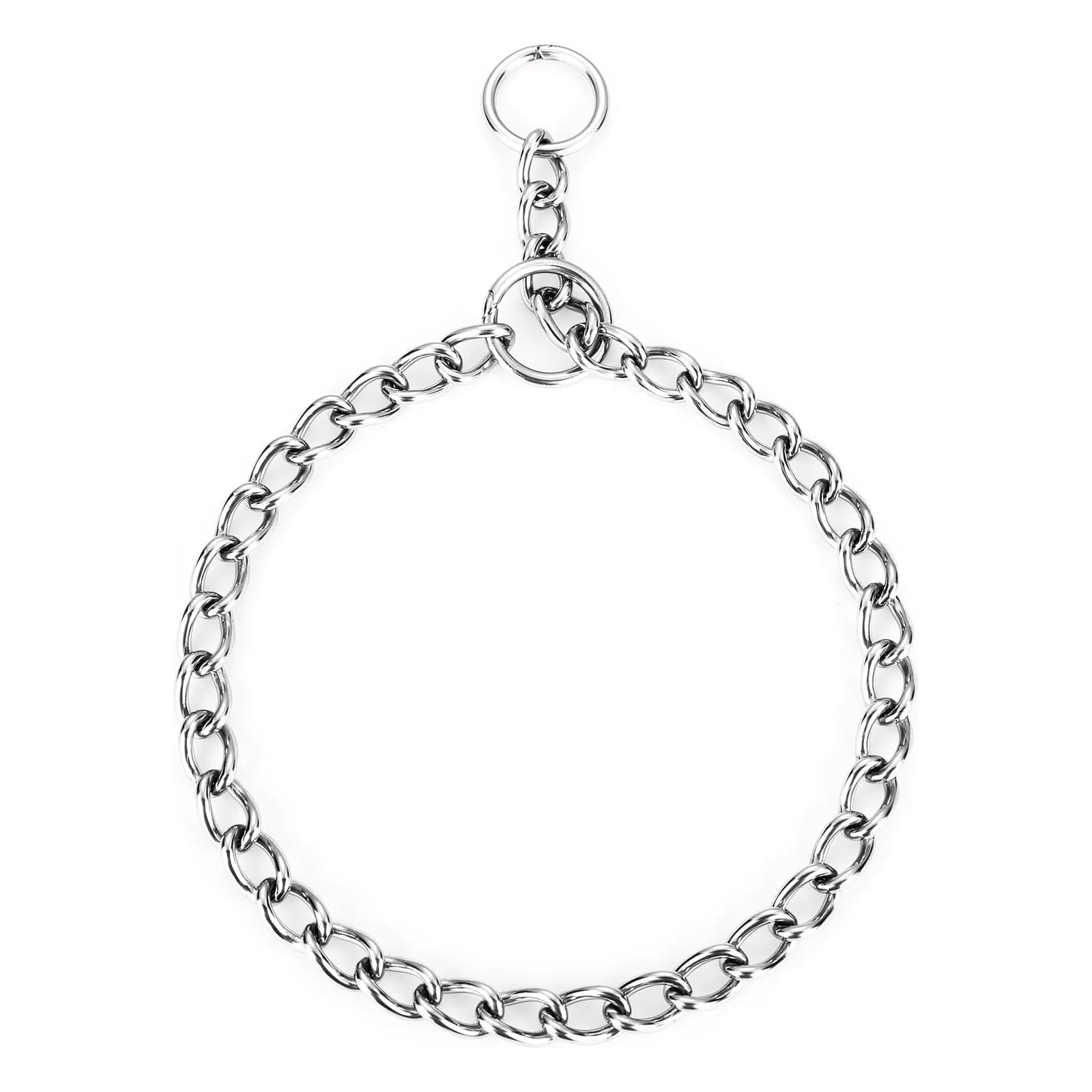 GWAWG Stainless Steel Dog Collar,No Pull Dog Metal Slip Collar Anti Chew Training Collar Stainless Choker Collar for Small Medium Large Dogs (45cm)