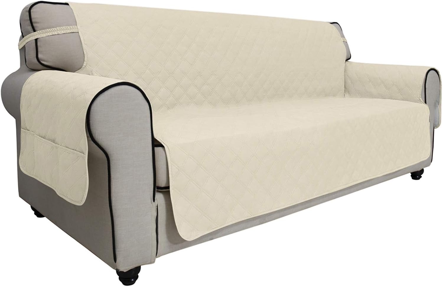 Easy-Going Sofa Slipcover Sofa Cover Waterproof Couch Cover Furniture Protector Cover Pets Covers Whole Fabric No Stitching Non-Slip Fabric Pets Kids Children Dog Cat (Large, Ivory): Kitchen & Dining