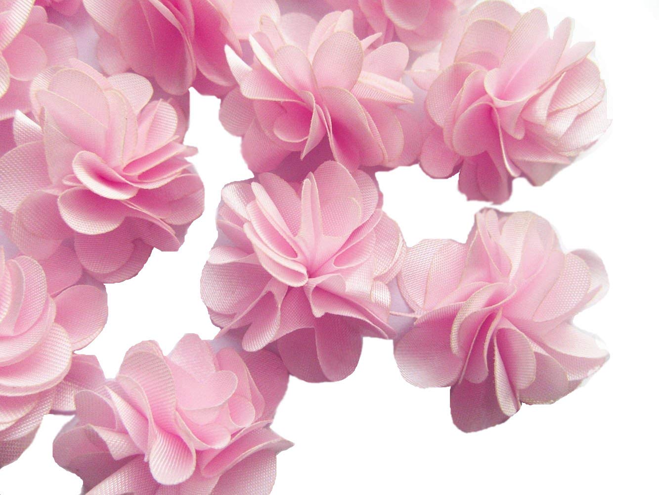 YYCRAFT Pack Of 20pcs 1 1/4" Handmade Sewn Satin FlowersDIY Flower for Headbands Craft Flower Earrings Jewelry-Lt.Pink