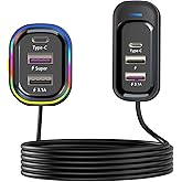 USB C Car Charger, 81W Multiport 6-Port PD & QC3.0 Fast Charger for Multiple Devices, Cigarette Lighter Adapter Car Travel Essentials with 5FT Cable, Compatible with iPhone 15/16/17, Pad, Galaxy S24