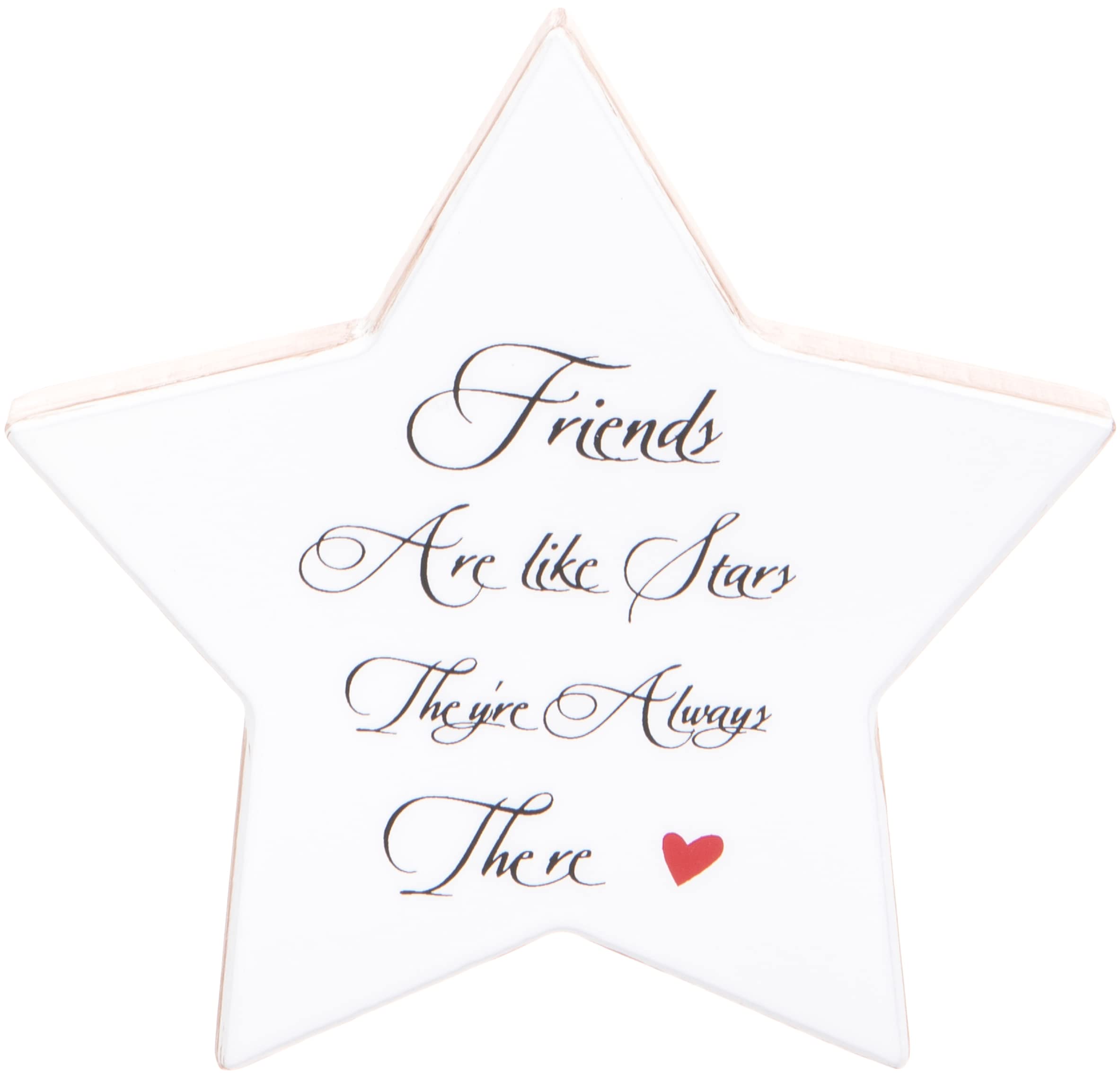 Maturi Friends Star Shaped Gift Plaque, 16x16cm, White Wood Home Ornament Sentimental Verse
