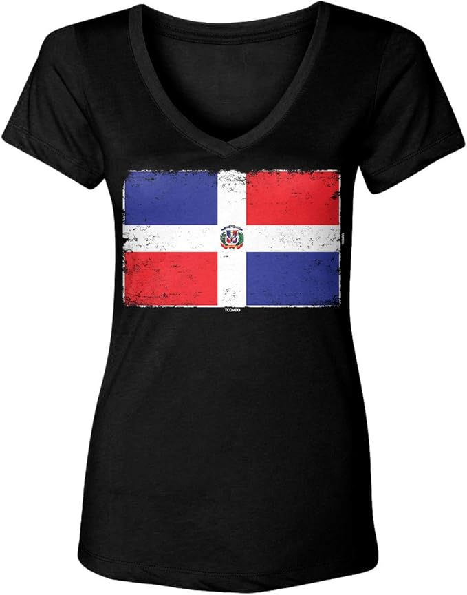 Dominican Republic Flag Dominican Women's VNeck TShirt at Amazon