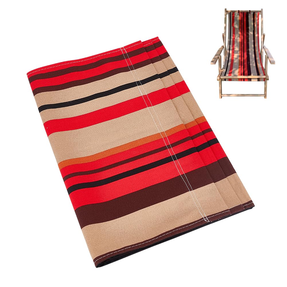 AHANDMAKER Beach Sling Chair Replacement Fabric, Canvas Cloth Beach Lounge Chair Cover with Pillows, Red Stripe Pattern Sling Chair Replacement Canvas for Beach Chair(44.88x16.93inch)