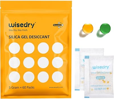 wisedry Silica Gel Sachets 5g x60 with Orange Humidity Indicator Food Grade