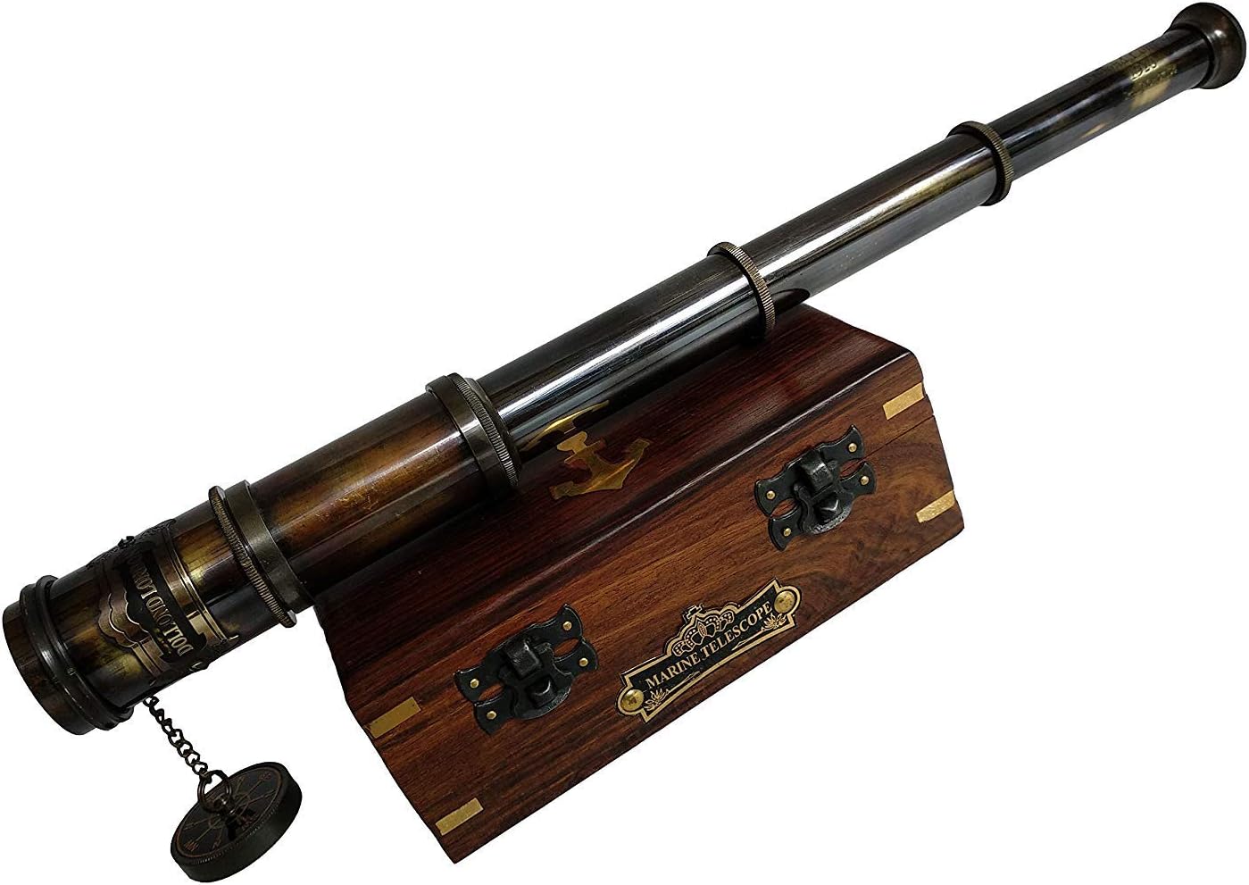 US HANDICRAFTS Vintage Nautical Handheld Brass Telescope With Wood Box - Nautical Captain Spyglass Telescope - Image 3
