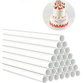 DaTpuik 15PCS 12 Inch White Plastic Cake Dowel Rods for Tiered Cake Construction and Stacking Supporting Cake Round Dowels Straws with 0.4 Inch Diameter