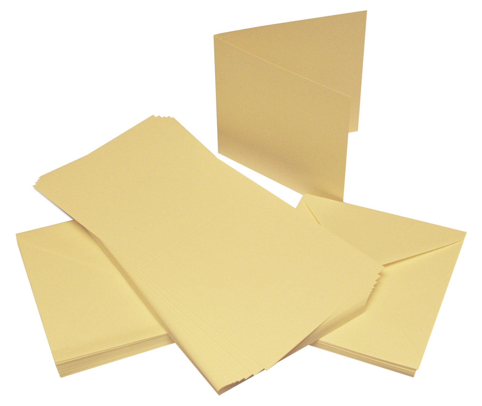 Craft UK W104 6x6 Linen Card and Envelope Pack of 50 - Ivory