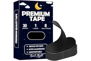 Rawmimi Mouth Tape for Sleeping Black Premium Tape (30-Pack) - Pain Free Removal, Hypoallergenic, Latex Free & Gentle On Skin