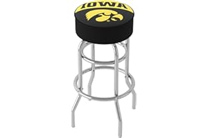 TRADEMARK GAMEROOM Bar Stool - University of Iowa Logo Stool with Foam Padded Seat - Swivel Chair for Game Room, Garage, or Home Bar by Trademark Global