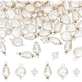 HOBBIESAY Pearl Charms Craft Charm Pearls Acrylic Links Acrylic Charm Connectors with Golden Pins Pearl Bead Pendants