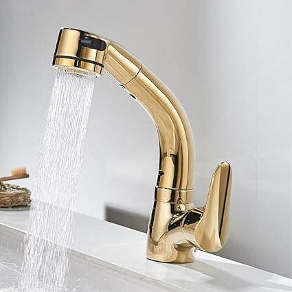 Goldfarben Pump Pull Formel Waschtischarmatur 360 Grad