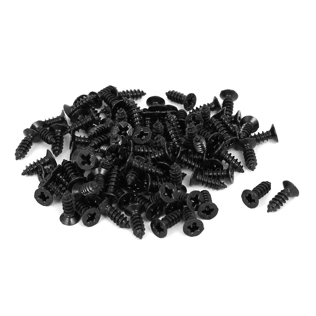 Sourcingmap M2.5 x 8mm Flat Head Phillips Self Tapping Screws Fasteners Black 100pcs