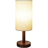 LALISU Cordless Table Lamp, 3 Color Portable Battery Lamp Wood Base Touch | Stepless Dimming Small Bedside Lamps for Night Stands, Living Room, Office (Cordless Wood Base)