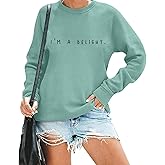 RMTXCD I'M A Delight Sweatshirt Women Funny Saying Letter Print Crewneck Pullover Humor Sarcastic Sayings Long Sleeve Tops