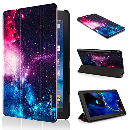 All-New Fire HD 8 2016 Case 6th Generation, Swees Slim Pu Leather Folio Flip Kidproof Protective Case with Stand for New Fire HD 8 Kids Tablet ( 6th Gen 2016 Release ) Sky