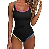 SUUKSESS Women Sexy One Piece Tummy Control Swimsuit Shell Stitched Bathing Suit