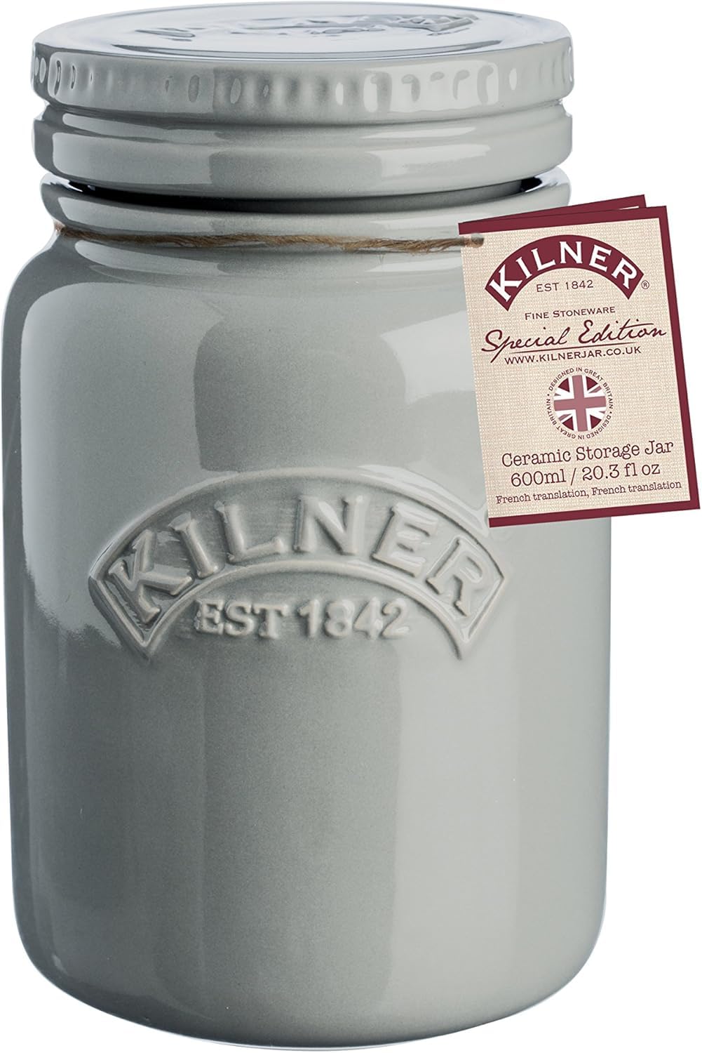 Kilner 0.6 Litre Morning Mist Push Top Stoneware Storage Jar