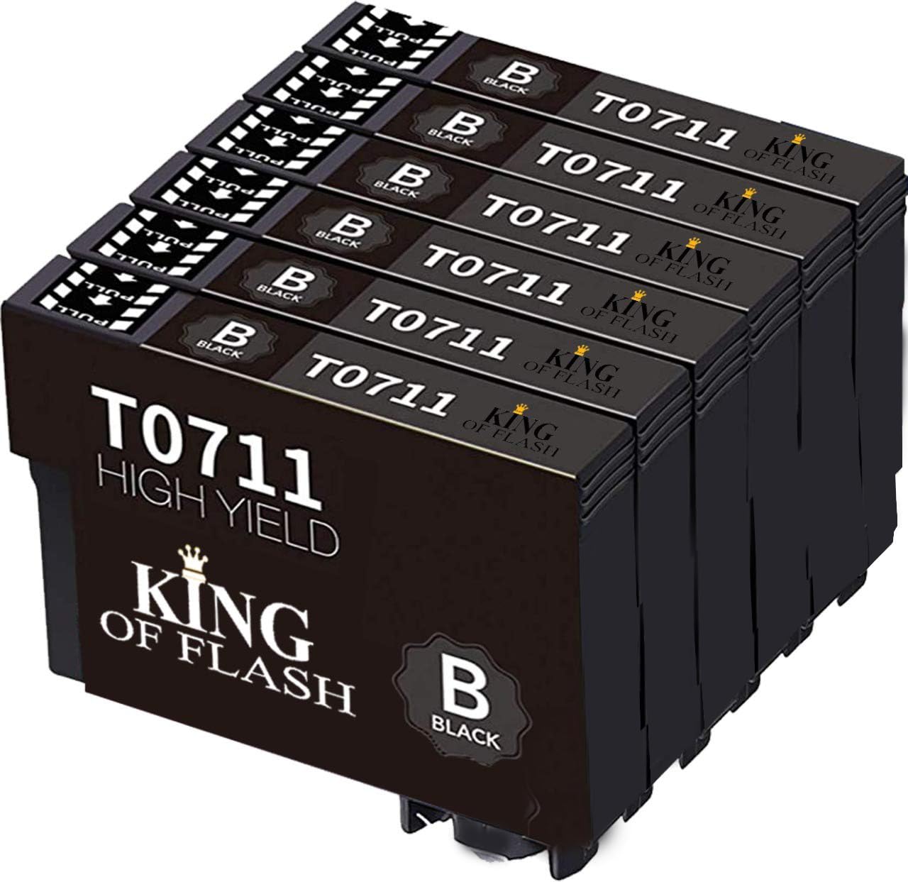 Ink Guru Ink Replacement for Epson T0711 T0712 T0713 T0714 T0715 Ink Cartridges Compatible for Epson Stylus SX218 SX415 SX515W SX200 DX7450 DX8400 DX8450 SX100 DX4000 (6 Black)