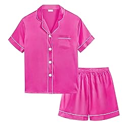 SWOMOG Kids Silk Satin Pajamas Set Girls Boys