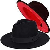 FADACHY Trendy Fedora Hats for Men & Women Wide Brim Felt Hat Dress Panama Hat Two Tone Fedora