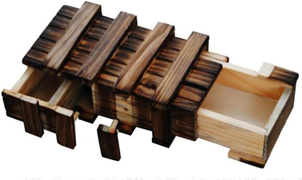 ZENNO Magic Wooden Puzzle Box Secure Secret Drawer Compartment Intelligence Brain Toys Xmas Gift