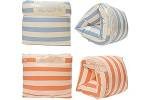YUNLOVXEE 2-4 Pack Arm Floaties for Kids Adult - Vintage Striped Inflatable PVC Swimming Rings Pool Floats Arm Bands for Kids Adult Toddlers Children 3-5-6-12 Years