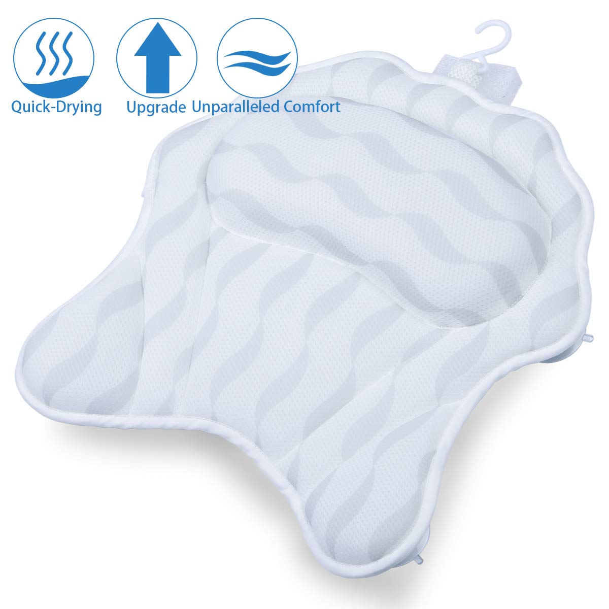 Bath Pillow, SurSoul Luxury Bathtub Pillow with Large Non-slip Suction Cups, Quick Dry Spa Pillow, Bath Neck Pillow for Tub : Beauty