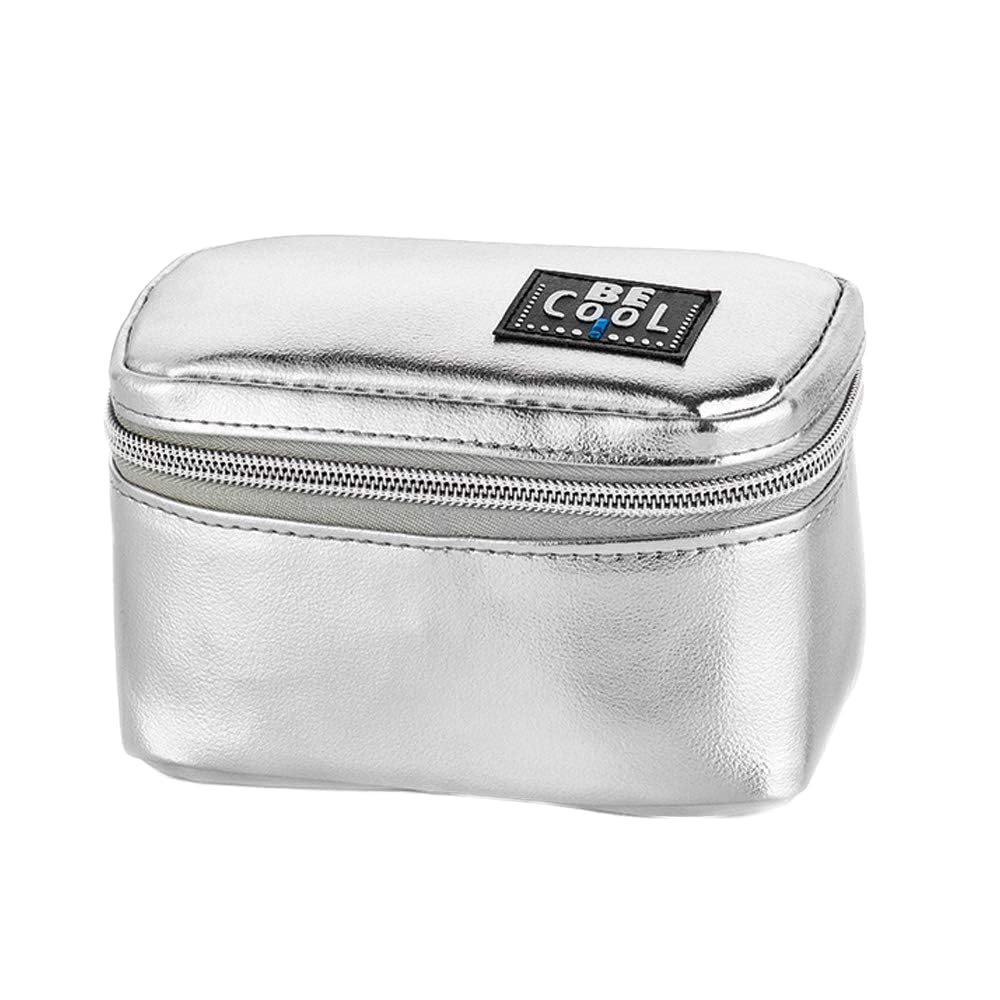 Small Cooling Case, Cooling Bag for Cosmetics, Medicine, Travelling, Picknick, School, Kindergarden, Nursery, Trips and Holiday. In Silver, 14 x 8 x 8 cm, approx. 0,5 L Capacity