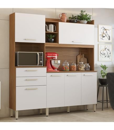 Armário Cozinha Compacta 6 Portas Alice 130cm Cinza Fosco 1915 Ajl