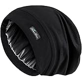FocusCare Satin Bonnet for Curly Hair Sleeping Adjustable Dark Pewter