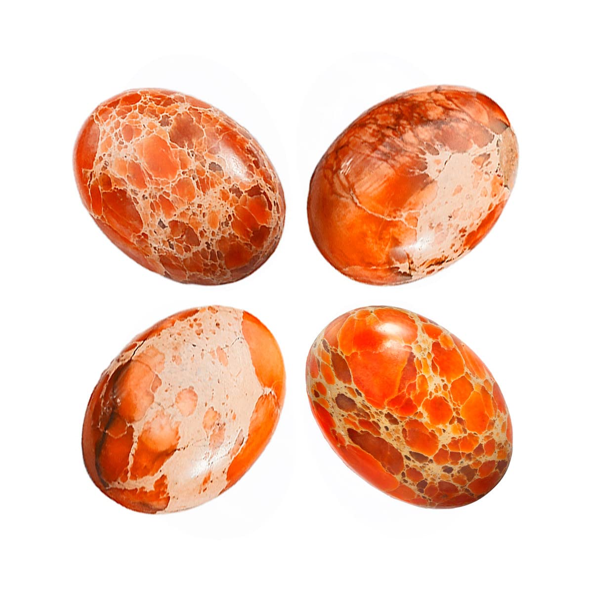 Nupuyai 4pcs Orange Oval Stone Flatback Cabochons for Jewelry Making DIY Charms, Sea Sediment Jasper, 18x25mm