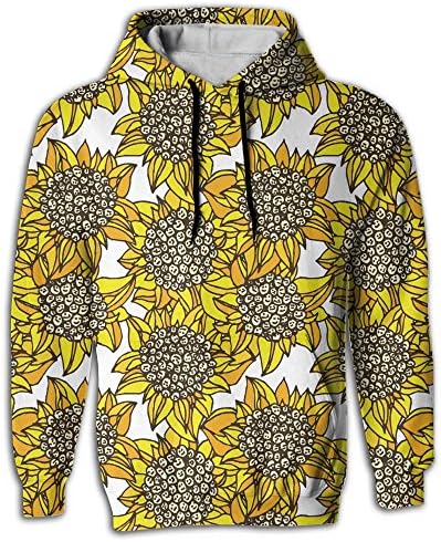 Victoria III Yellow Sunflower Smile Face Men's Pullover Hooded Sweatshirt