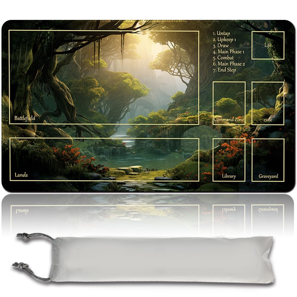 Board Game MTG Playmat + Free Waterproof Bag, Stitched Edges, Smooth Rubber Surface, MTG PlayMat with Zones (An Original Angel of Flight Alabaster Playmat) (MTG (15))