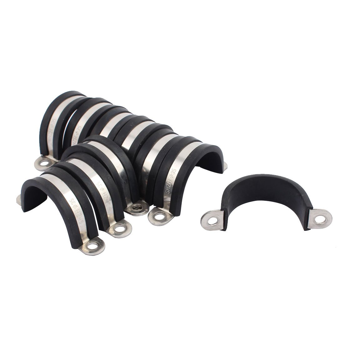 uxcell 10Pcs 35mm Dia Rubber Lined U Shaped Stainless Steel Hose Pipe