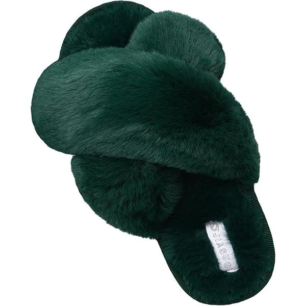 ABSOLUTE FOOTWEAR Women's Faux Fur Slippers – Slip-On Open Back, Peep Toe, Lightweight Sole