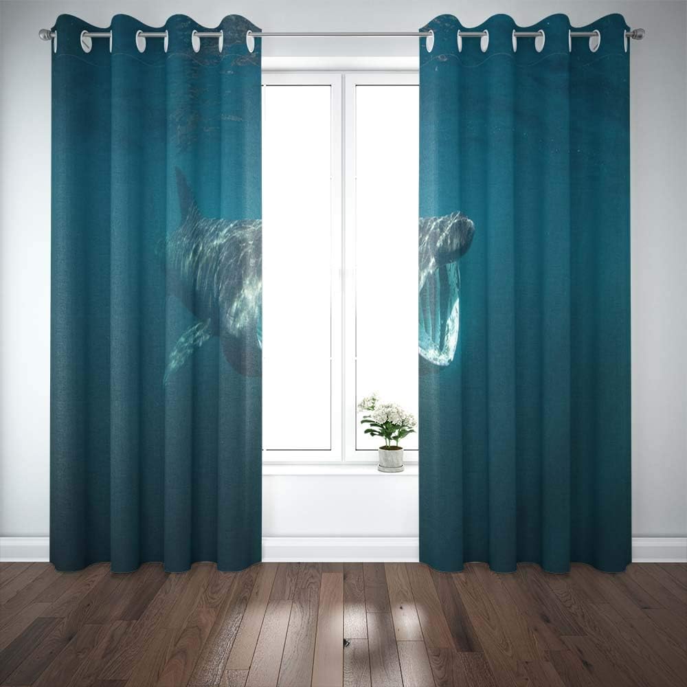 Shorping Window Curtains, Window Panels Sliding Blackout Curtains Shark Island Scotland Cetorhinus Maximus Coll Country Shower Curtain for Bedroom 52X63 Inches,2 Pc