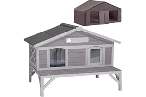 Aivituvin Outdoor Cat House 100% Insulated Feral Kitty Shelter with Liner Weatherproof for Winter,Extra Large Room