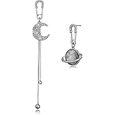 Sylph Celestial Earrings for Women, Asymmetrical Moon Star Saturn Dangle Drop Earring Planet Space Galaxy Jewelry Gifts for Everyday Wear