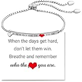 PENGION Remember Who The You Are Motivational Tube Bracelet For Women, Adjustable Hand Bradied Wrap Stainless Steel To My Daughter/Best Friend Inspirational Gifts Teen Girls Jewelr…
