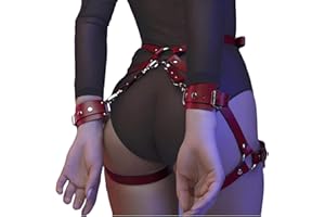 Women Body Harness Punk Bowknot Leg Garters Belt Waist Lingerie Cage Wrist Lock Rave Club Halloween party cosplay goth Red NM