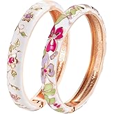 UJOY Handcrafted Cloisonne Bangle Bracelets Butterfly Enamel Metal Handcuff Jewelry Set Box Gift for Women 55A108-55B30