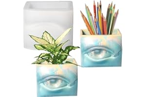 ANKTILY Creative Eye Shape Plaster Flower Pot Silicone Mold Succulent Planter Vase Cactus Concrete Mold Epoxy Resin Candle Pen Holder Cement Clay Mould